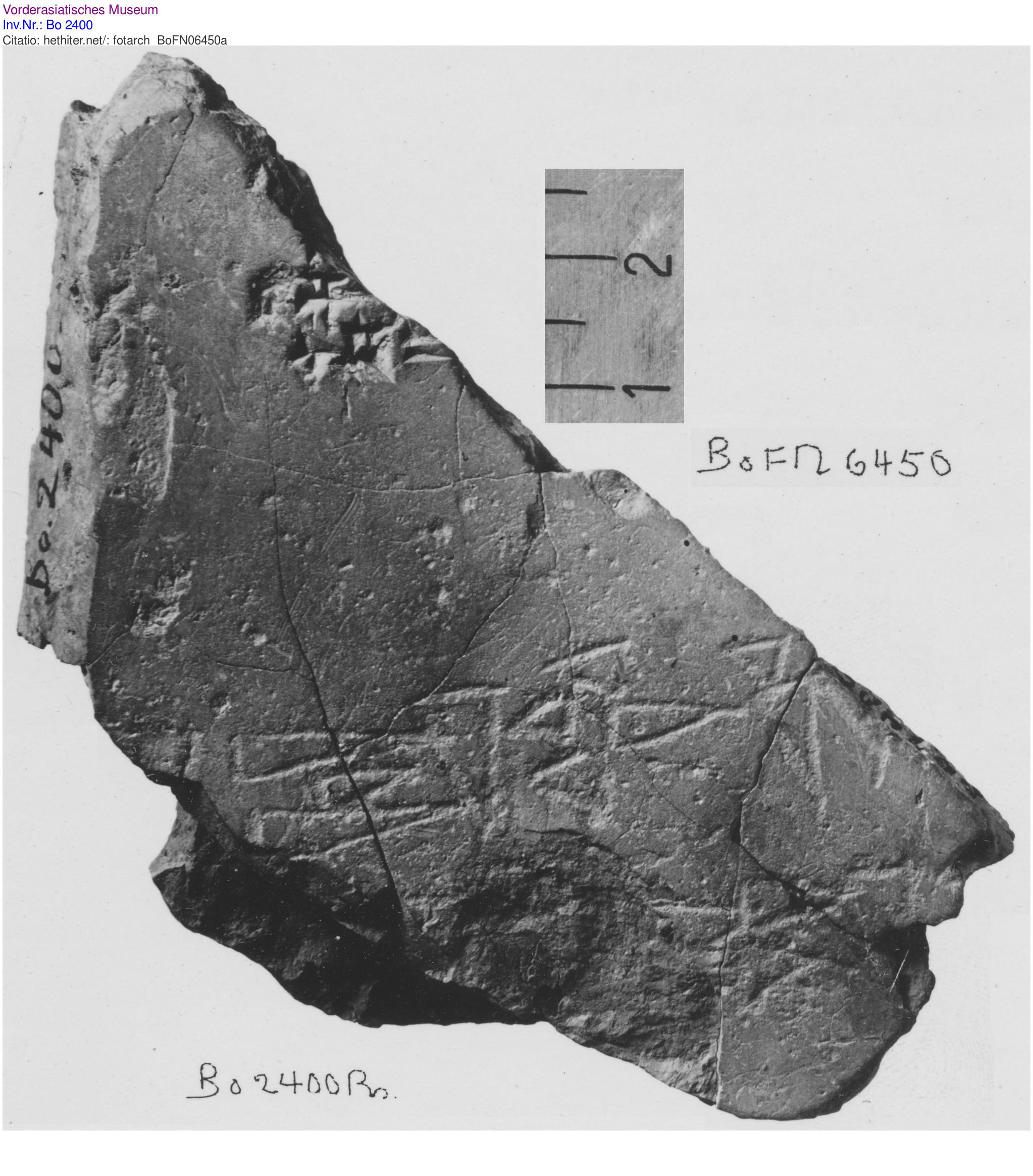 A Hittite tablet (Bo 2400) with the scribe’s name (-mawaza-) etched into it. Some sources say it was written in ink with a reed pen, but it looks to me like it was engraved with a sharp point.